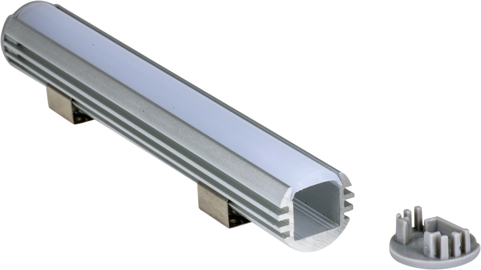 LED Aluminium rund-Profil 1m inklusive Abdeckung und Befestigung