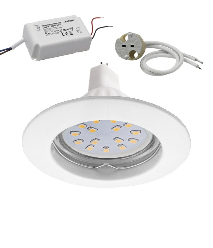LED Einbaustrahler 10erSET Kanlux weiss MR16 (GU5.3) 5Watt warmweiß