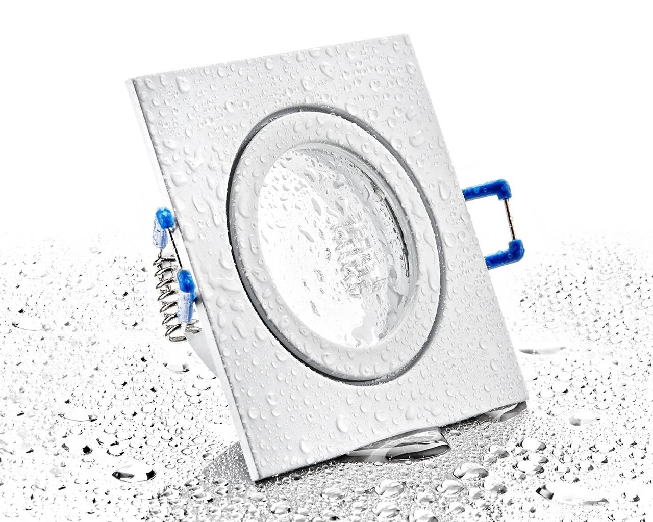 LC-Light Druckguss Einbaustrahler viereckig Weiß Matt IP44 MR11