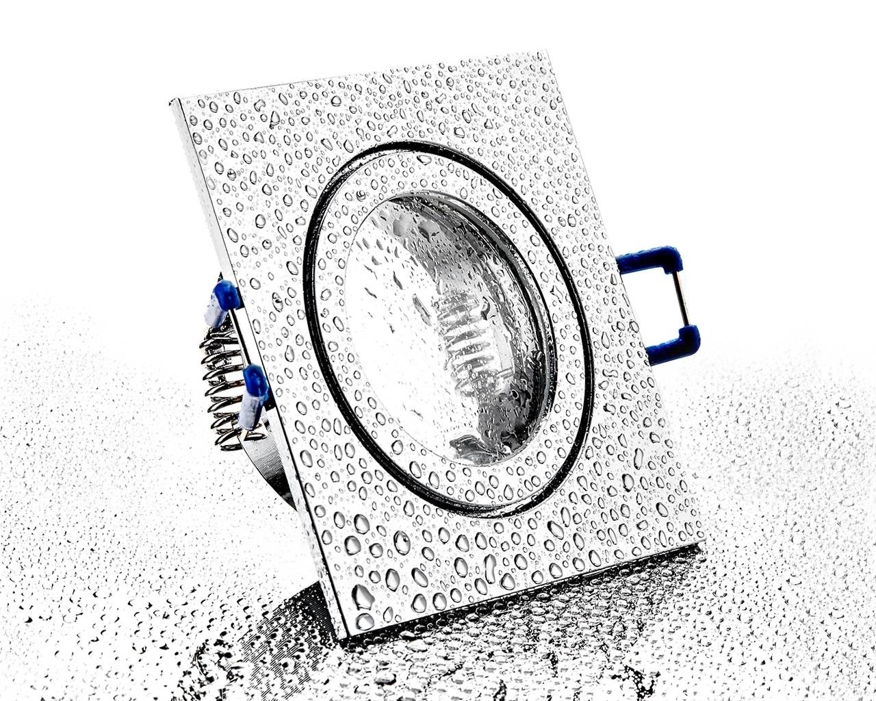 LC-Light ALU Einbaustrahler Chrom viereckig mit Klickverschluss IP44